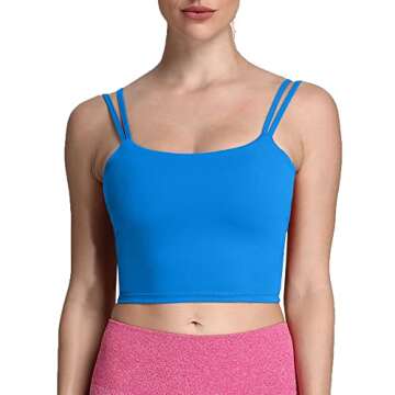 Aoxjox Women's Workout Sports Bras Fitness Padded Backless Yoga Crop Tank Top Twist Back Cami (Direc...
