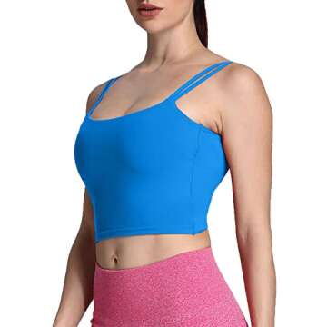 Aoxjox Women's Workout Sports Bras Fitness Padded Backless Yoga Crop Tank Top Twist Back Cami (Directoire Blue, Medium)