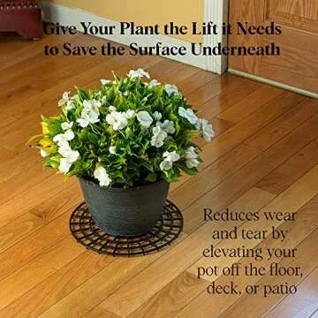 Patio & Deck Floor Protector (Set of 4) | 12" Outdoor Plant Stand Base | Plant Trivet for Patio & Deck | Planter Coasters to Protect Floors