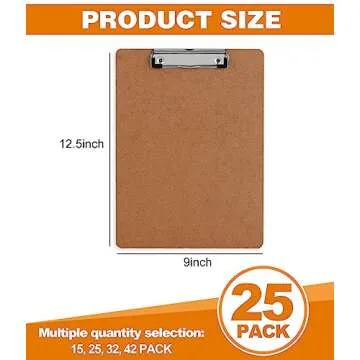 Clipboards, HERKKA 25 Pack Hardboard Office Clipboards Low Profile Clip Standard A4 Letter Size, ECO...