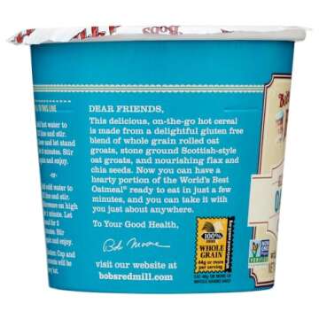 Bob's Red Mill Gluten Free Oatmeal Cup Classic with Flax & Chia (Pack of 12)