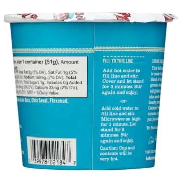 Bob's Red Mill Gluten Free Oatmeal Cup Classic with Flax & Chia