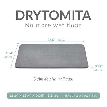 Momo Lifestyle Stone Bath Mat Drytomita 23.6" X 15.4" Graphite Gray, Diatomaceous Earth Bath Mat, Ba...