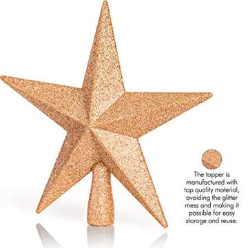 Ornativity Glitter Star Tree Topper - 8" Christmas Decor