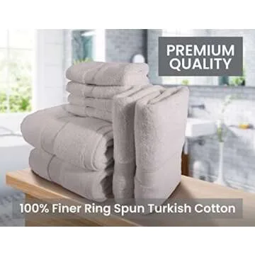 Bennett & Shea Home 8-Piece Luxury Bath Towel Set, 100% Turkish Cotton Loops, Premium Towels for Bat...