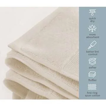 Bennett & Shea Home 8-Piece Luxury Bath Towel Set, 100% Turkish Cotton Loops, Premium Towels for Bathroom, Highly Absorbent and Quick Dry Bath Towels, Extra Soft Towel Set, Gardenia