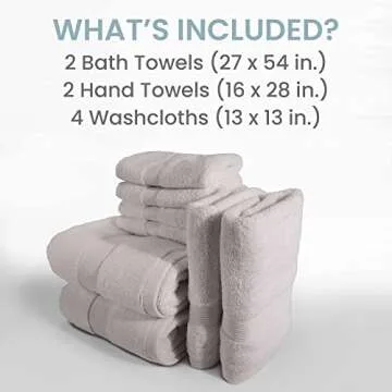 Bennett & Shea Home 8-Piece Luxury Bath Towel Set, 100% Turkish Cotton Loops, Premium Towels for Bathroom, Highly Absorbent and Quick Dry Bath Towels, Extra Soft Towel Set, Gardenia