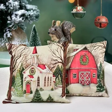 Hlonon Christmas Pillow Covers 18 x 18 Inches Set of 4