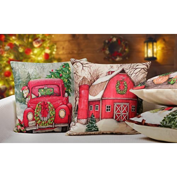 Hlonon Christmas Pillow Covers 18 x 18 Inches Set of 4