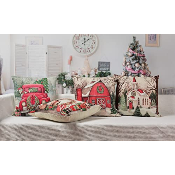 Hlonon Christmas Pillow Covers 18 x 18 Inches Set of 4