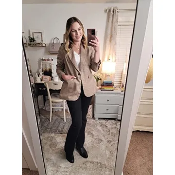 Asvivid One Button Plaid Blazer for Work & Casual Wear