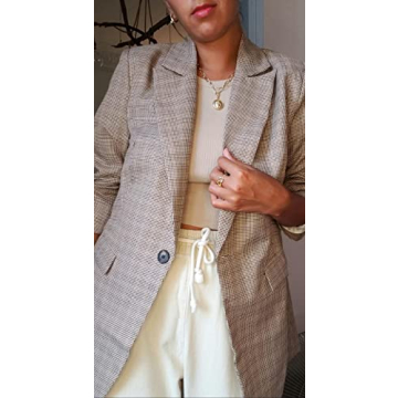 Asvivid One Button Plaid Blazer for Work & Casual Wear