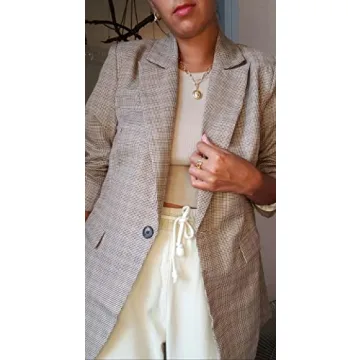 Asvivid One Button Plaid Blazer for Work & Casual Wear