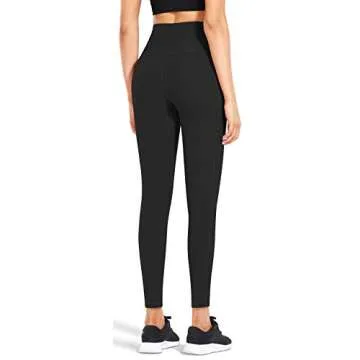 Fengbay High Waist Yoga Pants, Pocket Yoga Pants Tummy Control Workout Running 4 Way Stretch Yoga Leggings Black