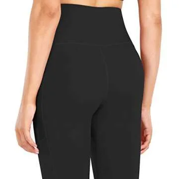 Fengbay High Waist Yoga Pants, Pocket Yoga Pants Tummy Control Workout Running 4 Way Stretch Yoga Leggings Black