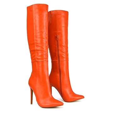 Kino London Womens Knee High Boots Ladies High Heel Stiletto Pointed Toe Zipper Evening Booties Shoe...