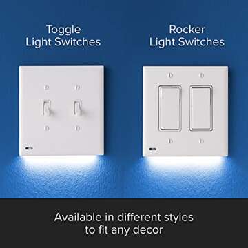 SnapPower SwitchLight - LED Night Lights Wall Plate with Built-in Sensors for Double-Gang Light Switches