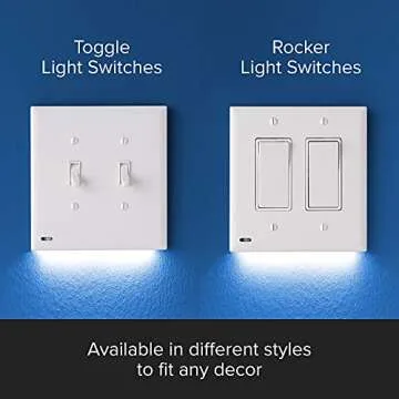 SnapPower SwitchLight - LED Night Lights Wall Plate with Built-in Sensors for Double-Gang Light Switches
