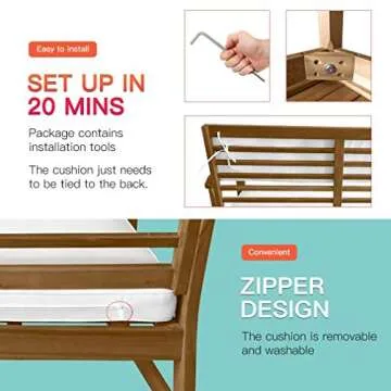 FDW Patio Conversation Set Patio Furniture Patio Sofa Set Outdoor Chat Set 4-Piece Acacia Wood Outdoor Seating Set with Water Resistant Cushions and Coffee Table for Pool Beach Backyard Balcony Garden