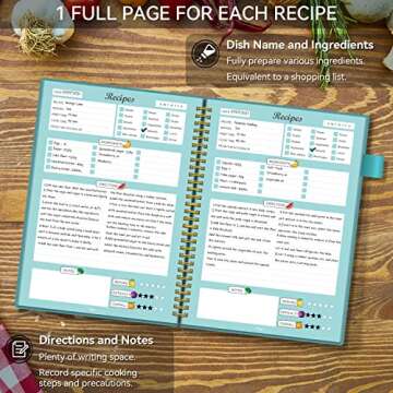 Stylish Teal Recipe Book for Family Cooking Lovers