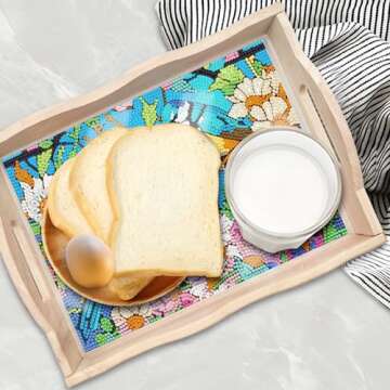 ARTopet DIY Diamond Tray Diamond Art Painting Birds Flowers Creative Design Handmade Wooden Tray Mosaic Making Kits by Number Kits Diamond Art for Coffee Living Room Home Organizer