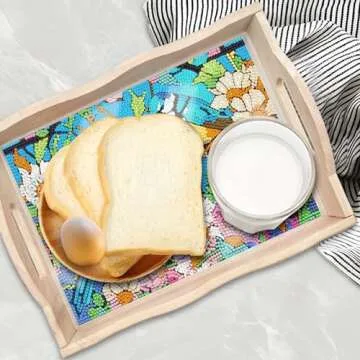 ARTopet DIY Diamond Tray Diamond Art Painting Birds Flowers Creative Design Handmade Wooden Tray Mosaic Making Kits by Number Kits Diamond Art for Coffee Living Room Home Organizer