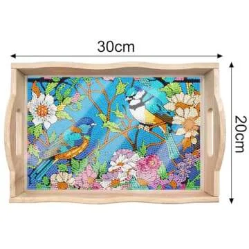 ARTopet DIY Diamond Tray Diamond Art Painting Birds Flowers Creative Design Handmade Wooden Tray Mosaic Making Kits by Number Kits Diamond Art for Coffee Living Room Home Organizer