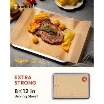 Katbite 120Pcs 8x12 inches Parchment Paper Sheets, Heavy Duty Unbleached Baking Paper, Pre-cut Parchment Paper for Baking, Air Fryer, Grilling, Steaming
