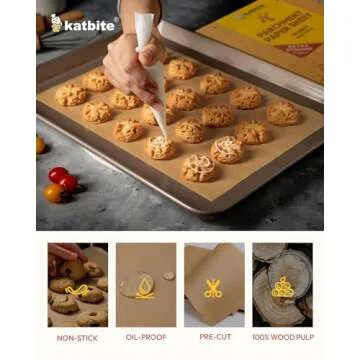 Katbite 120Pcs 8x12 inches Parchment Paper Sheets, Heavy Duty Unbleached Baking Paper, Pre-cut Parchment Paper for Baking, Air Fryer, Grilling, Steaming