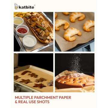 Katbite 120Pcs 8x12 inches Parchment Paper Sheets, Heavy Duty Unbleached Baking Paper, Pre-cut Parchment Paper for Baking, Air Fryer, Grilling, Steaming