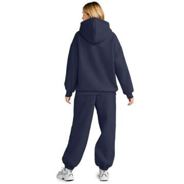 AUTOMET Sweatsuits Women 2 Piece Outfit Lounge Two Piece Sets Fall Fashion 2025 Tracksuits Oversized Sweatshirt and Sweatpants Casual Teen Girls Clothing Navy S
