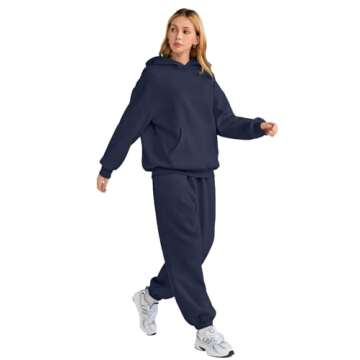 AUTOMET Sweatsuits Women 2 Piece Outfit Lounge Two Piece Sets Fall Fashion 2025 Tracksuits Oversized Sweatshirt and Sweatpants Casual Teen Girls Clothing Navy S