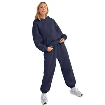 AUTOMET Sweatsuits Women 2 Piece Outfit Lounge Two Piece Sets Fall Fashion 2025 Tracksuits Oversized Sweatshirt and Sweatpants Casual Teen Girls Clothing Navy S