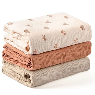 Soft Versatile Konssy Muslin Swaddle Blankets Pack 3