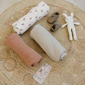 Soft Versatile Konssy Muslin Swaddle Blankets Pack 3