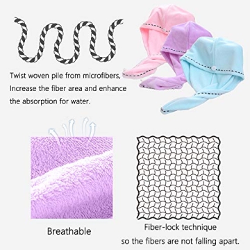 Vinker Microfiber Hair Towel Wrap Quick Dry Ultra Soft 3 Pack