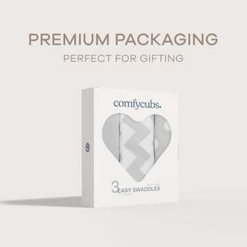 Comfy Cubs Easy Swaddle Blanket, 3 Pack - 100% Cotton Newborn Wrap, Small for 0-3 Months Infants, with Adjustable Velcro, Breathable and Durable Sleep Sack for Babies - Grey