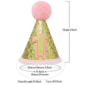 Pet Birthday Hat 1-Year-Old Banner Birthday Party Decorations Funny Costume for Small Pets Dogs Cats (Pink)