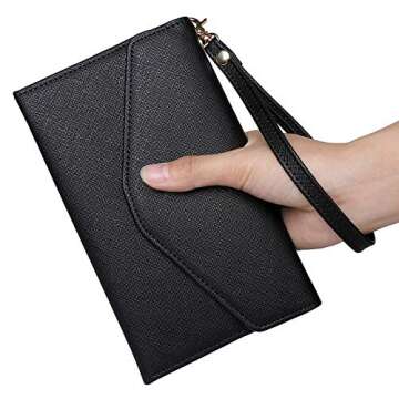 ZOPPEN Passport Holder Travel Wallet (Ver.5) for Women Rfid Blocking Multi-purpose Passport Cover Document Organizer Strap, Black