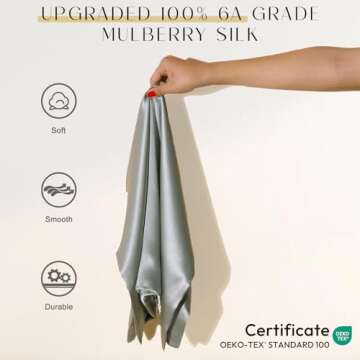 ZIMASILK Upgraded 100% Pure Mulberry Silk Pillowcase for Hair and Skin Silk Pillow Cases with Reinfo...