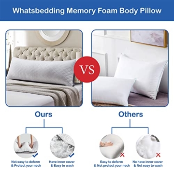 WhatsBedding Memory Foam Body Pillow Provides Fluffy Comfort
