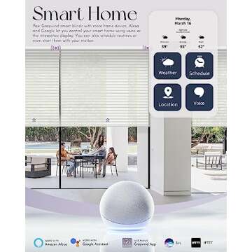 Graywind Motorized Wider Shangrila Shades Compatible with Alexa Google Remote Control Rechargeable S...