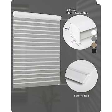 Graywind Motorized Wider Shangrila Shades Compatible with Alexa Google Remote Control Rechargeable Smart Light Filtering Privacy Electric Blinds with Valance, Custom Size (2.56" White)