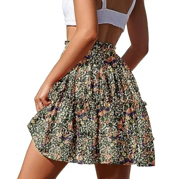 NASHALYLY Women’s Boho Floral Print Summer Mini Skirt