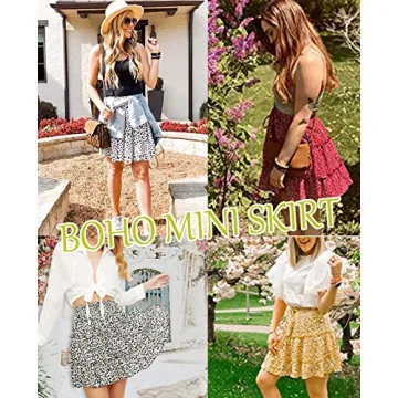 NASHALYLY Women’s Boho Floral Print Summer Mini Skirt