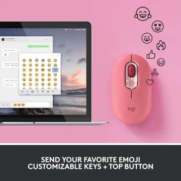 Logitech POP Wireless Mouse and POP Keys Mechanical Keyboard Combo - Customisable Emojis, SilentTouch, Precision/Speed Scroll, Bluetooth, Multi-Device, OS Compatible - Heartbreaker Rose
