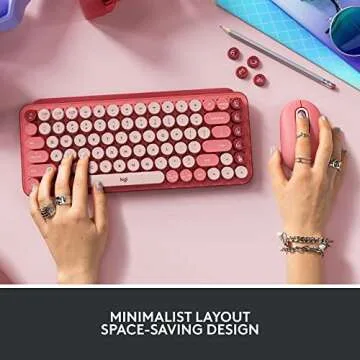 Logitech POP Wireless Mouse and POP Keys Mechanical Keyboard Combo - Customisable Emojis, SilentTouch, Precision/Speed Scroll, Bluetooth, Multi-Device, OS Compatible - Heartbreaker Rose