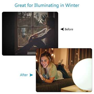 Light Therapy Lamp, UV-Free 10000 Lux Sun Lamp, Sunlight Lamp with Adjustable Brightness & Color Temperature, for a Happy Home/Office/Travelling