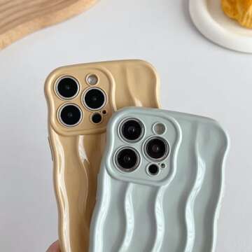 Caseative for iPhone 14 Pro Max Case,Water Ripple Pattern Curly Wave Frame Soft Compatible with iPhone Case (Pink,iPhone 14 Pro Max)