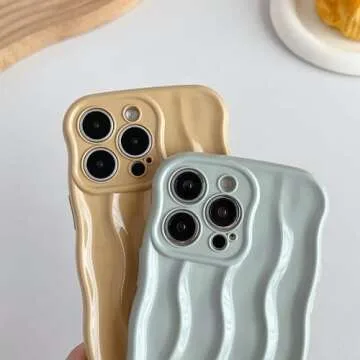 Caseative for iPhone 14 Pro Max Case,Water Ripple Pattern Curly Wave Frame Soft Compatible with iPhone Case (Pink,iPhone 14 Pro Max)